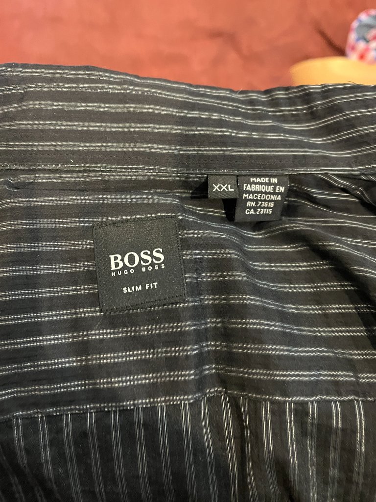 Hugo Boss Black Shirt, Silver Stripped Stretch Slim Fit 2xl Nwot — image 5 of 7